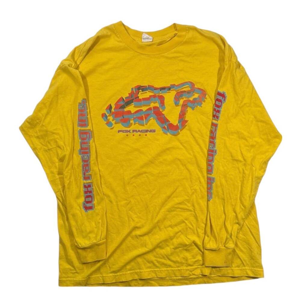 Fox Racing Long Sleeve T-Shirt Size XL Yellow Vintage Graphic